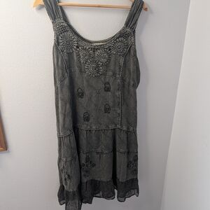 Rebellion‎ Boho Crochet Lace Mini Dress | Lace-Up Back | XL